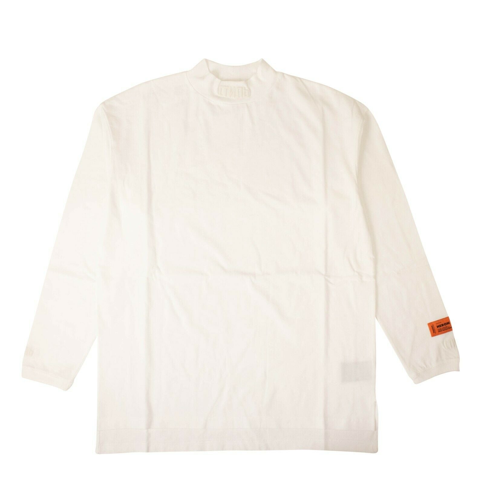 Weiß Logo Rollkragenpullover Langarm T-Shirt