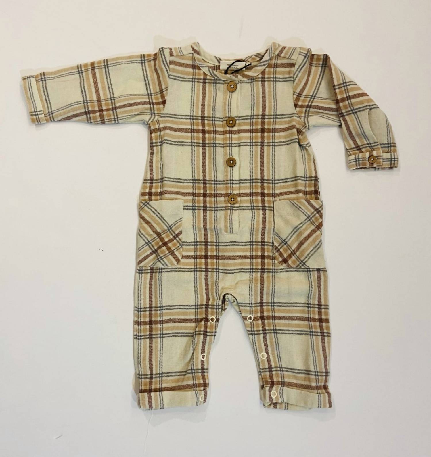Kinder Flanell Strampler in heller Taupe