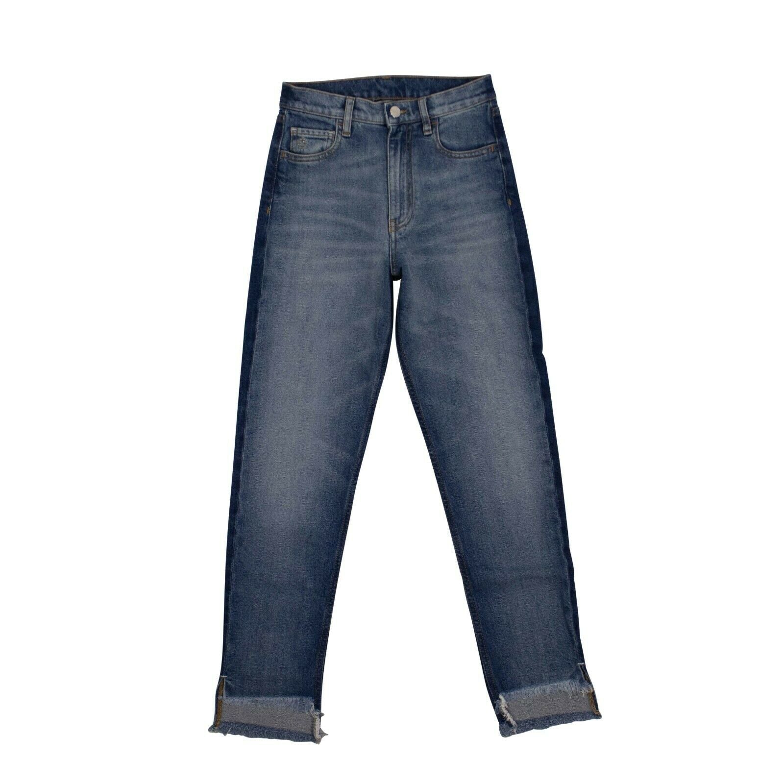 Denim Vintage Zweifarbige Slim Jeans – Blau