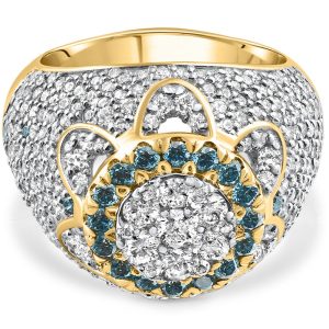 4.64Ct Blau & Weiß Diamant Herren Pinky Ring 14k Gelbgold Lab gewachsen Hip Hop