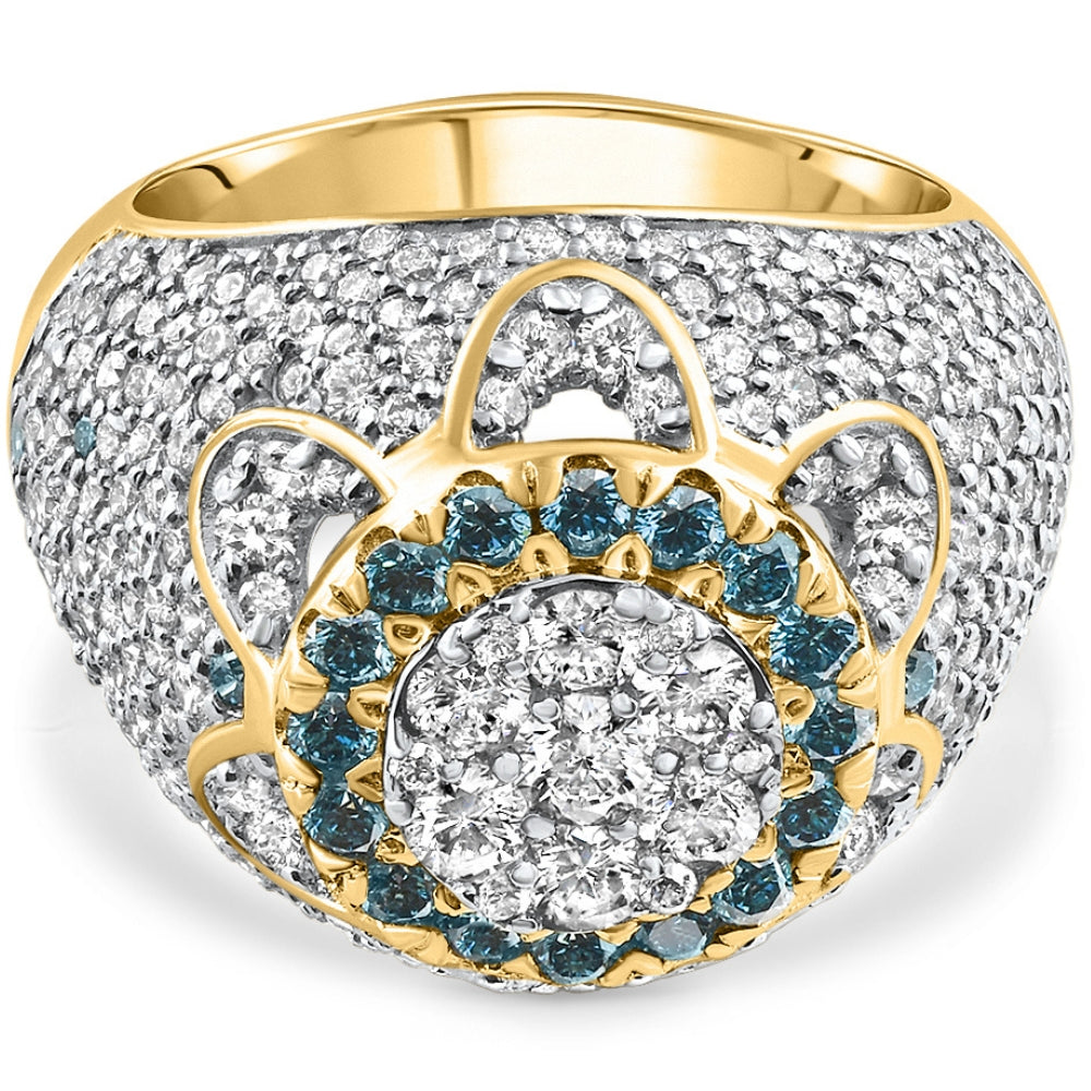 4.64Ct Blau & Weiß Diamant Herren Pinky Ring 14k Gelbgold Lab gewachsen Hip Hop