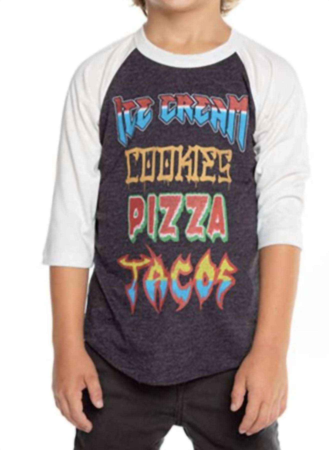 Jungen Recycelt Vintage Jersey 3/4 Ärmel Raglan Baseball Tee in schwarz & Salz