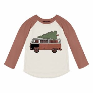 Langarm-Raglan-T-Shirt „Christmas Mobile“ für Kinder in Natur/Ziegelstein