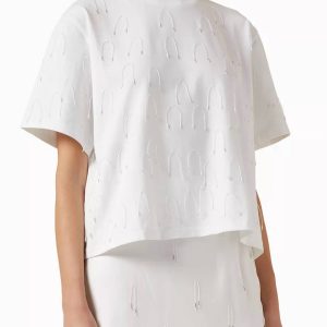 Amaru Verziertes T-Shirt in Weiß