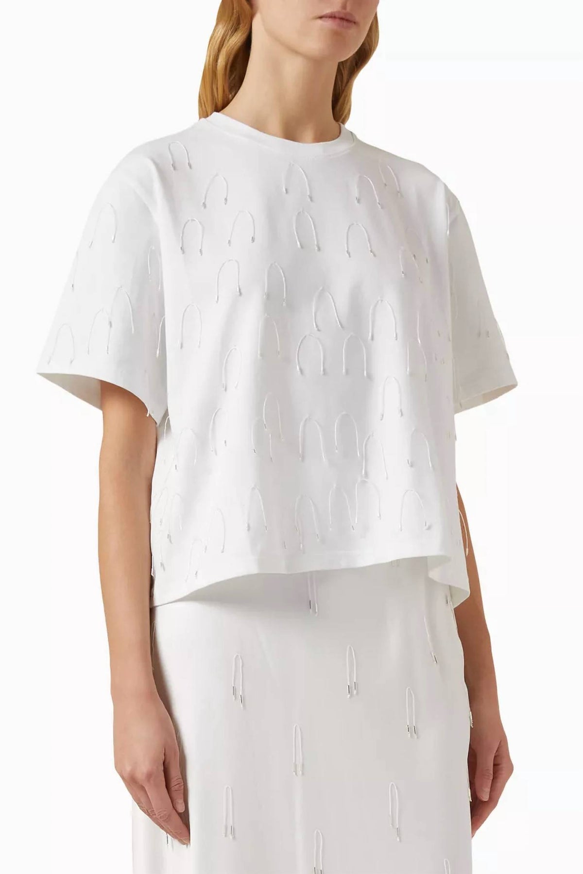Amaru Verziertes T-Shirt in Weiß