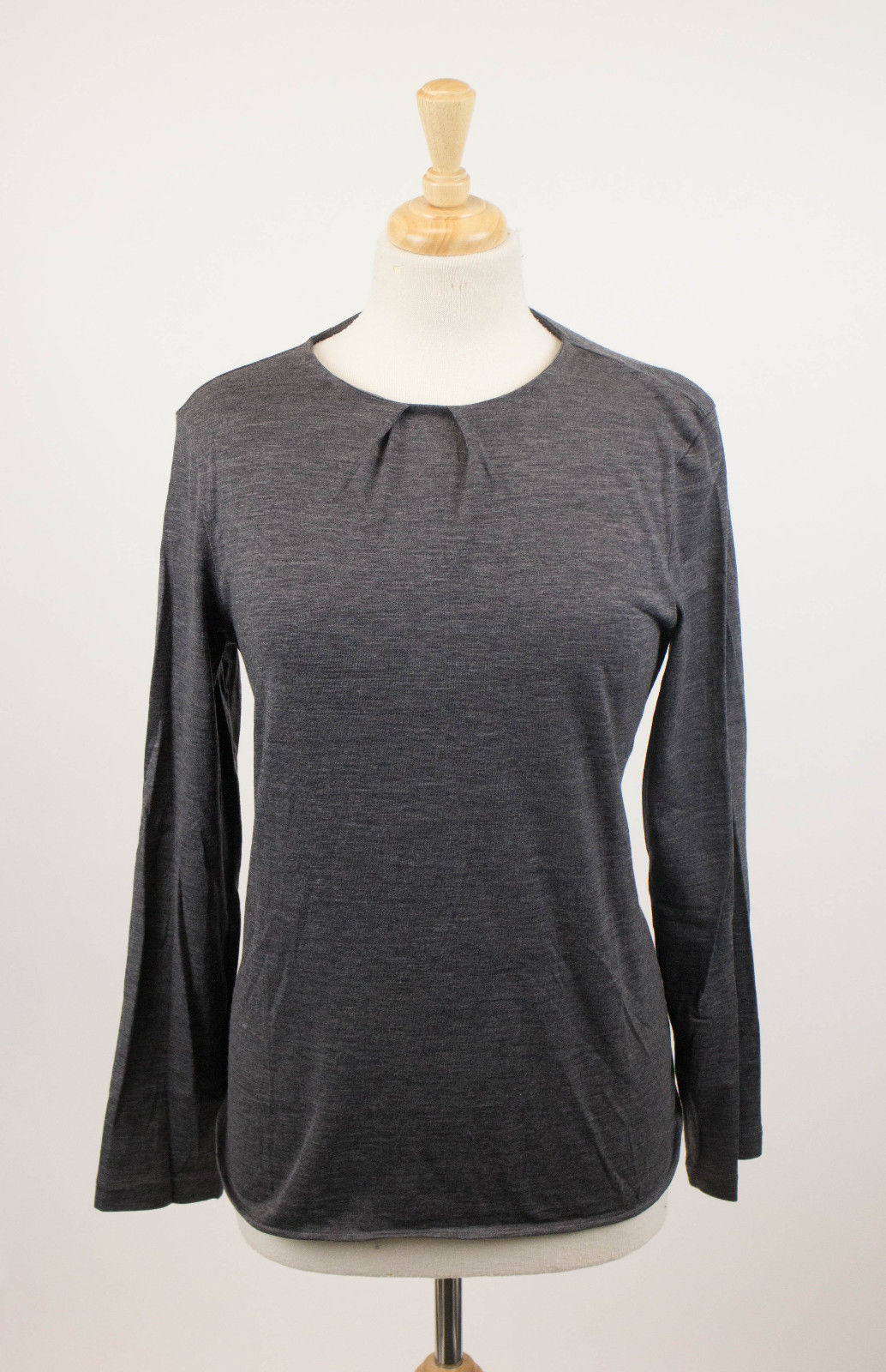 Graues Wolle Blend Blusenhemd für Damen