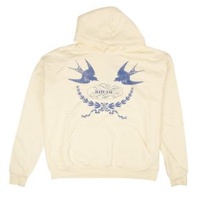 Weißer Vintage Sparrow Kapuzenpullover aus Baumwolle