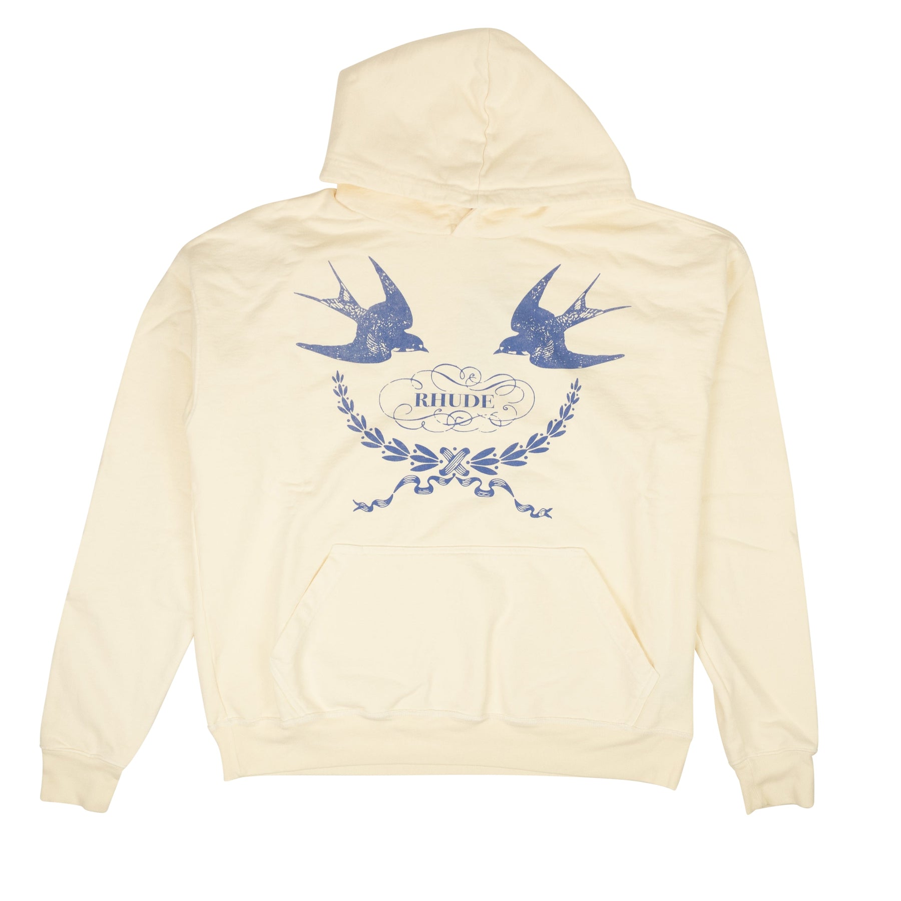 Weißer Vintage Sparrow Kapuzenpullover aus Baumwolle
