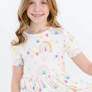 Wasserfarbenes Rainbows S/S Tasche Twirl Kleid