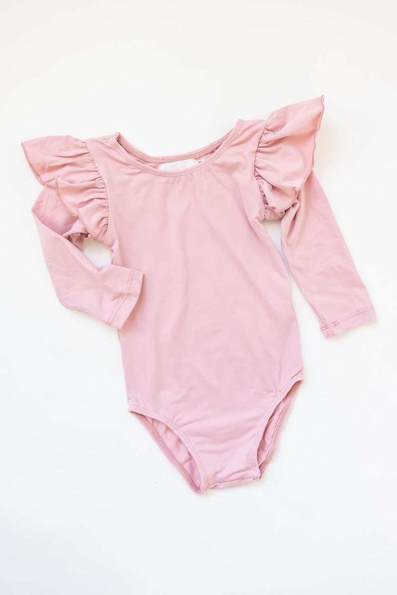 Vintage Rosa L / S Flutter Ärmel Leotard