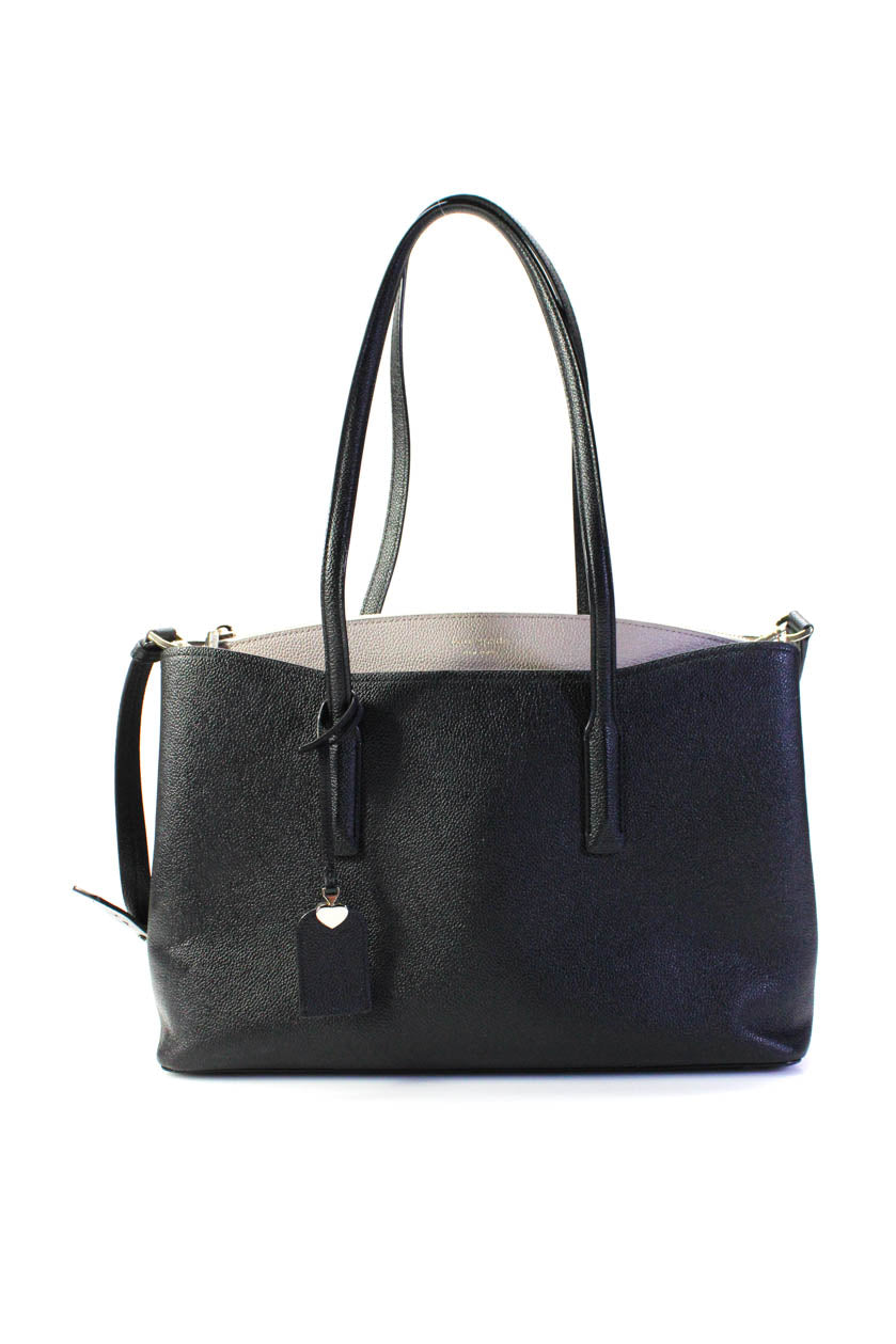 Kate Spade Damen Leder zweifarbige Reißverschluss oben Griff Schultertasche schwarz