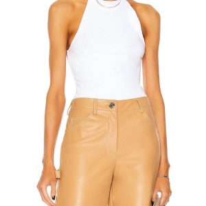 Neckholder-Top mit geflochtenen Trägern in Weiß