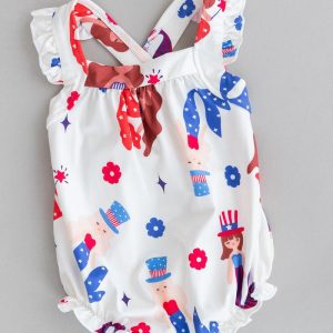 Mer-Made in den USA Rüschen-Strampler mit überkreuztem Rücken