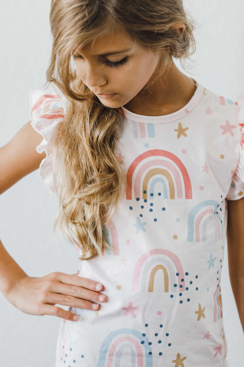 Über den Regenbogen S/S Rüschen T-Shirt