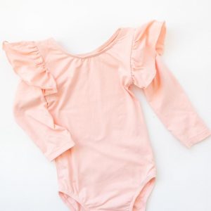 Pfirsichfarbener L/S-Trikot mit Flatterärmeln