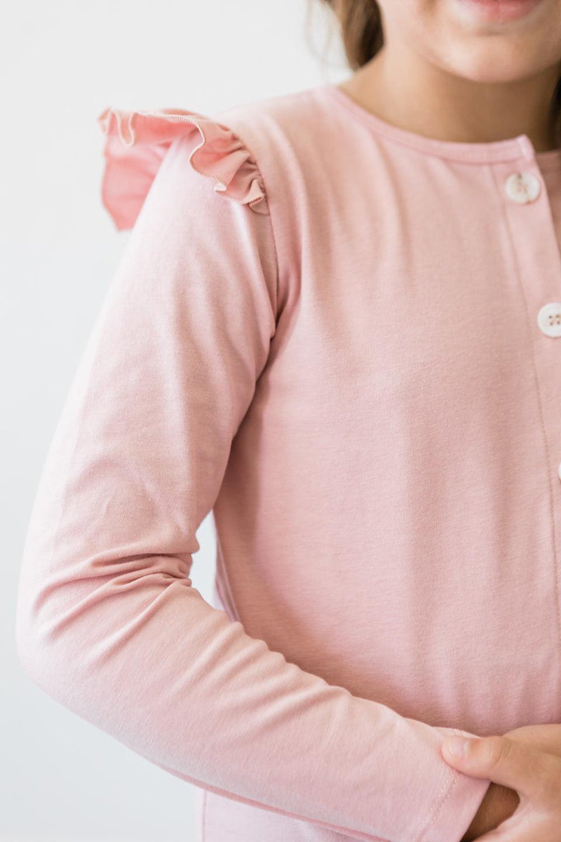 Vintage Rosa Rüschen Strickjacke