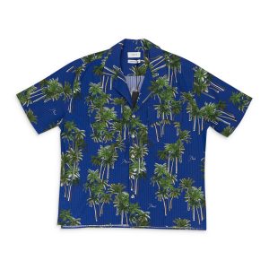 SEARSUCKER HAWAIIANISCHES BLAU/GRÜNES BUTTON-UP-HEMD 7733263990844
