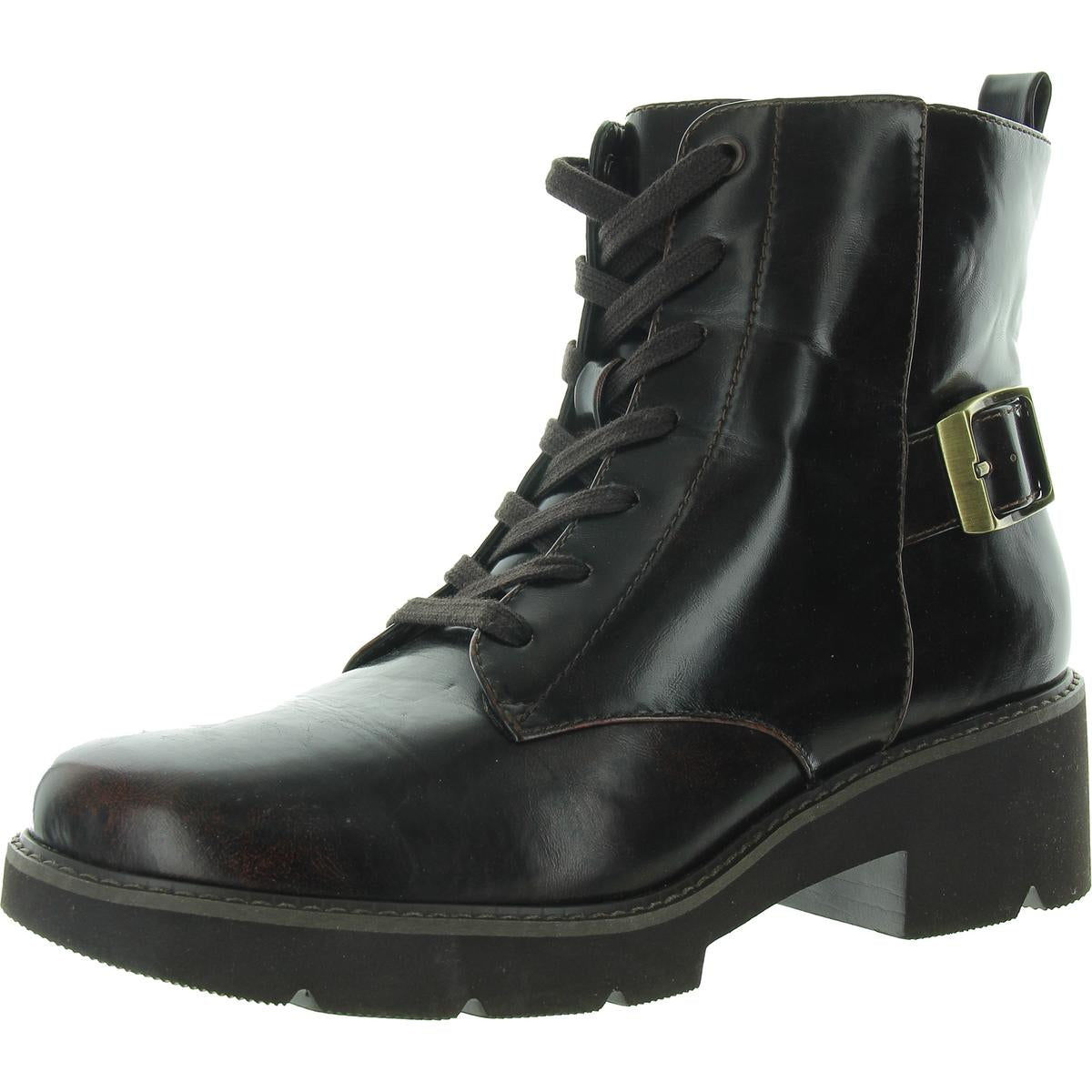 Cabaret Bootie Schnürstiefel aus Kunstleder Combat & mit Schnürung Stiefel