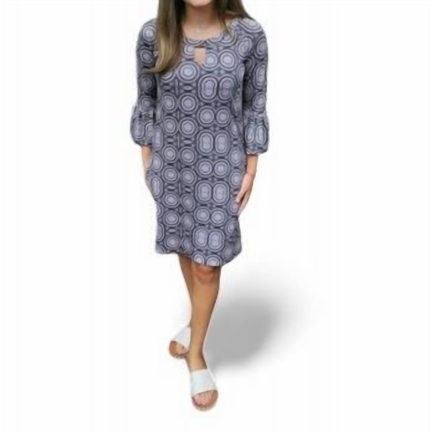 Circle Muster Schlüsselloch Kleid in schwarz und Creme