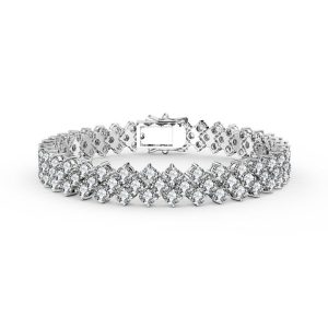 Weißgold überzogen mit klaren Zirkonia dreireihige Armband