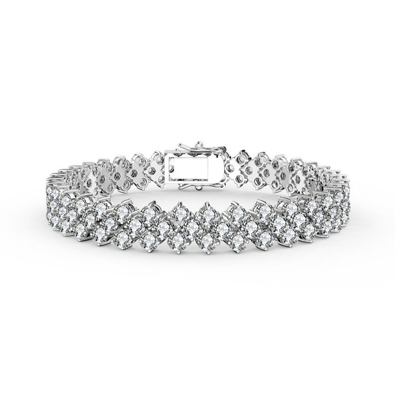 Weißgold überzogen mit klaren Zirkonia dreireihige Armband