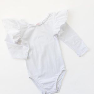 Weißes L/S Flutter Ärmel Trikot