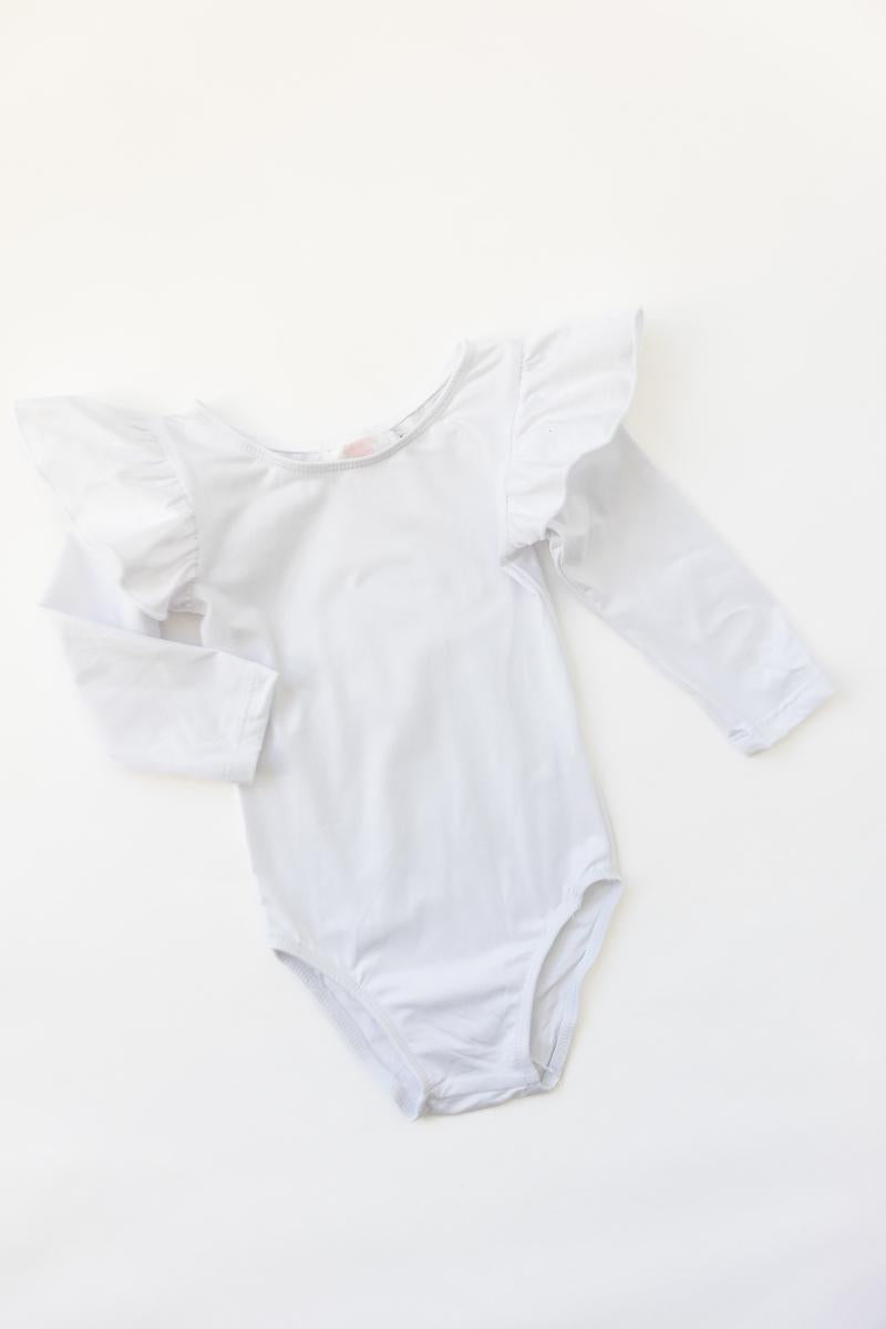 Weißes L/S Flutter Ärmel Trikot