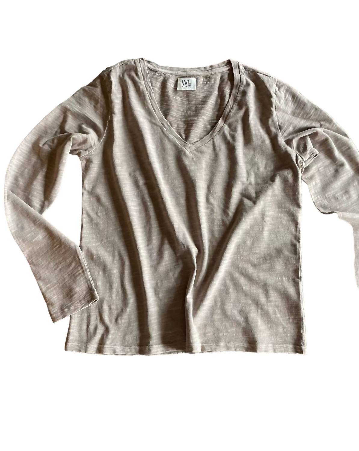 Carrizo V-Ausschnitt langärmeliges T-Shirt für Damen in Barn Owl
