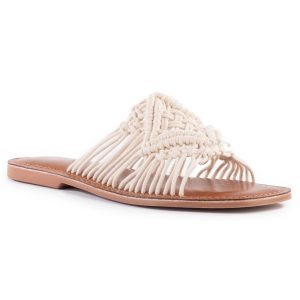 Gewebte Slide-Sandalen mit gepolstertem Fußbett aus Mahagoni