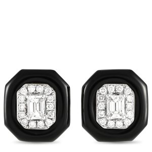 LB Exclusive 18 K Weißgold 0,45 ct Diamant- und Onyx-Ohrringe MF03-072624 7733266284604