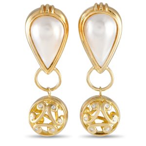 LB Exclusive 18 K Gelbgold 0,12 ct Diamant- und Mabe-Perlen-Clip-Ohrringe MF18-072624 7733266481212