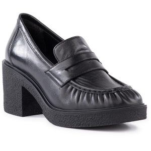 High Tea Leder-Loafer-Absätze mit Blockabsatz