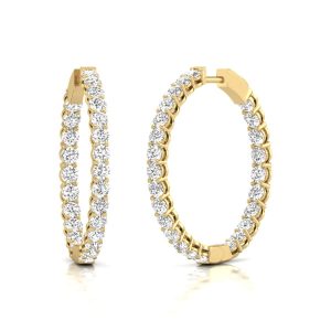 Diana M Lab 14KT YG 10CT TW rund In & Out Creole Ohrring
