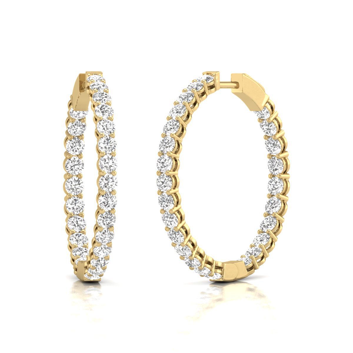 Diana M Lab 14KT YG 10CT TW rund In & Out Creole Ohrring