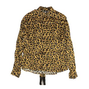 Braunes mit Knopfleiste-Hemd mit Leopardenmuster