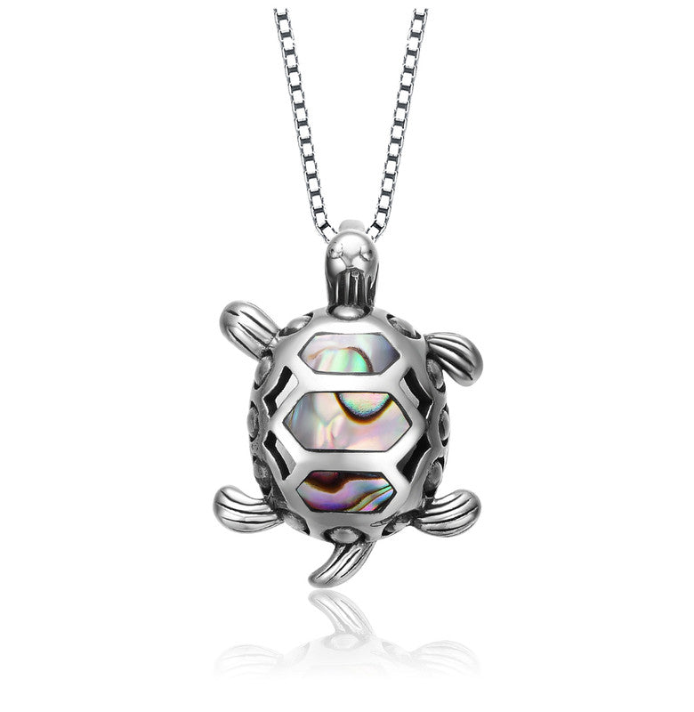 Sterling Silber Weißgold vergoldet Abalone Anhänger Halskette