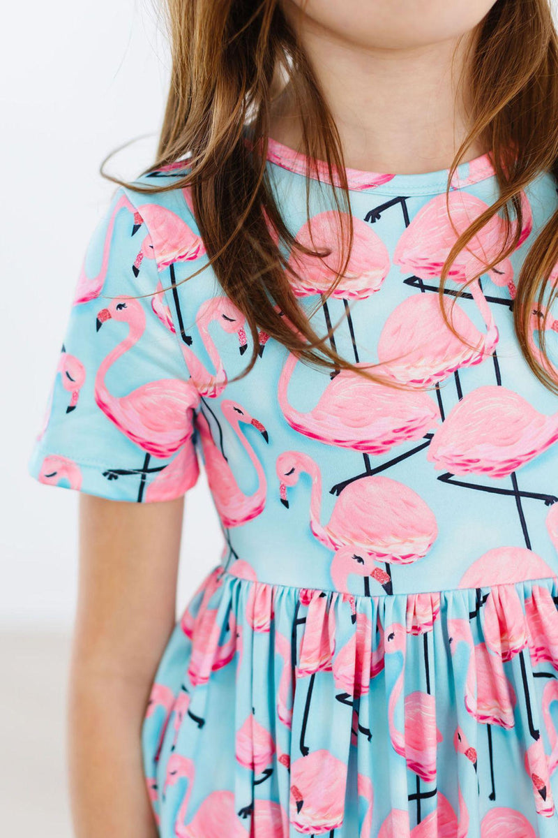 Hübsch in rosa Flamingos S / S Twirl Kleid