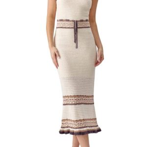 Brooklyn Häkel-Midikleid in Natur/Schwarz 7732556333116