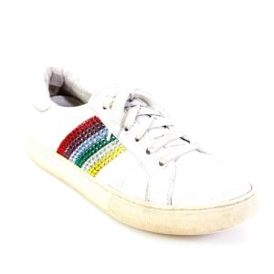 Marc Jacobs Damen-Sneaker mit Rundhalsausschnitt, Schnürung und verzierter Gummisohle, Weiß