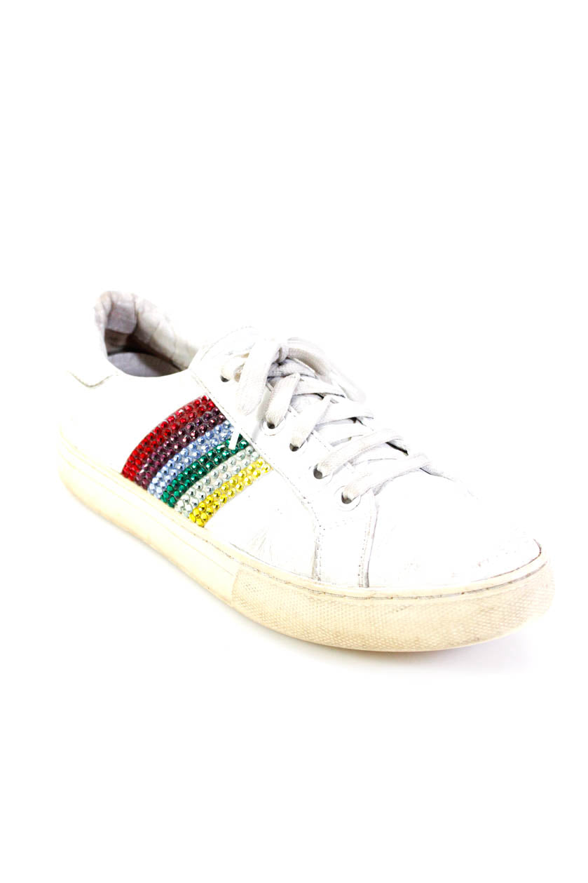 Marc Jacobs Damen Rundhalsausschnitt mit Schnürung Embellish Gummisohle Sneaker Weiß
