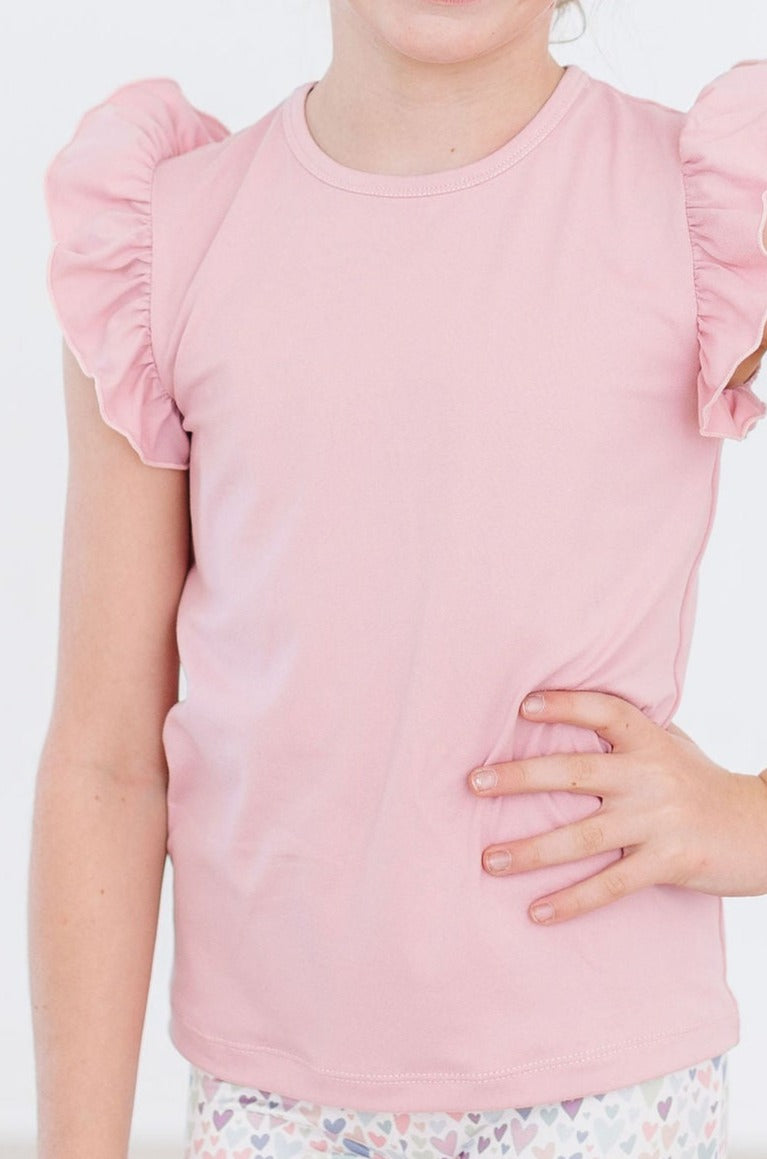Vintage Rosa S/S Rüschen T-Shirt