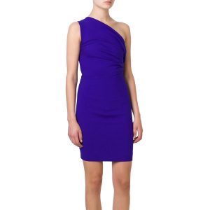 Einschultriges, drapiertes Minikleid in Lila 7732556988476