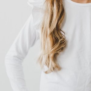 Weißes L/S Rüschen-T-Shirt