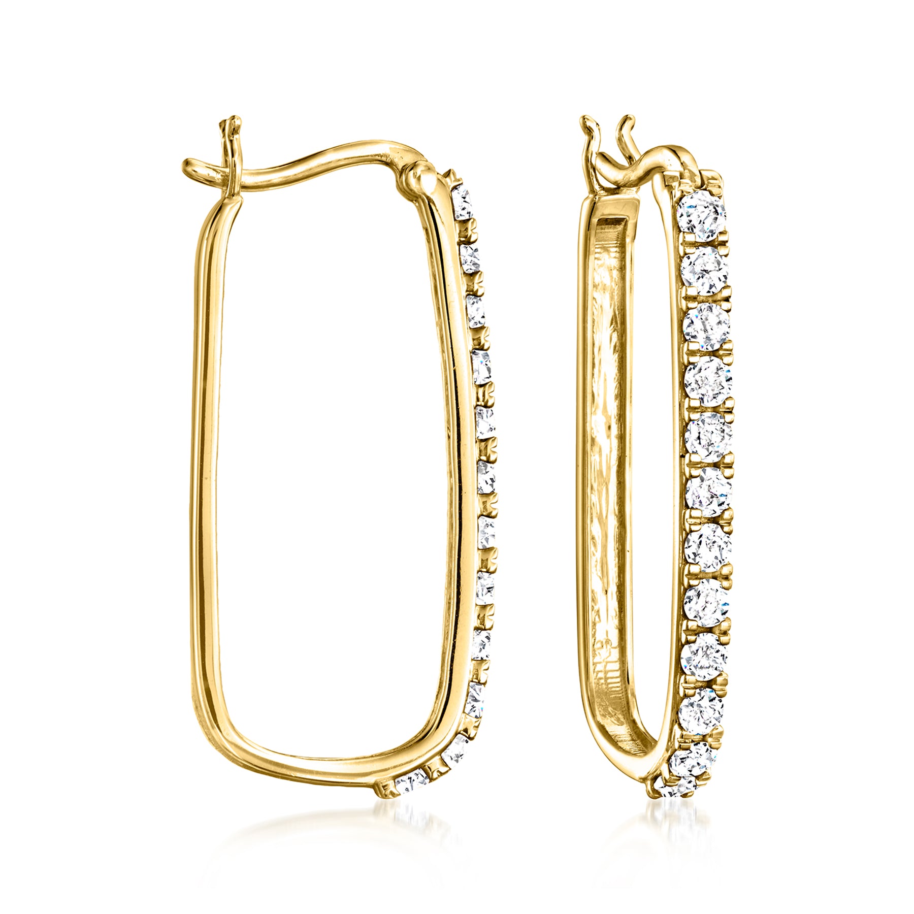 Ross-Simons Diamant Papier Clip Link Creolen in 18kt Gold über Sterling