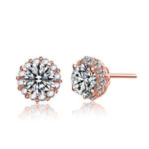 18k Roségold überzogen mit klaren Zirkonia pflastern Ohrstecker