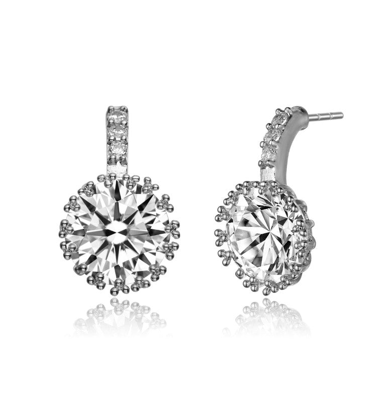 Sterling Silber mit farbigen runden Zirkonia Tropfen Ohrringe