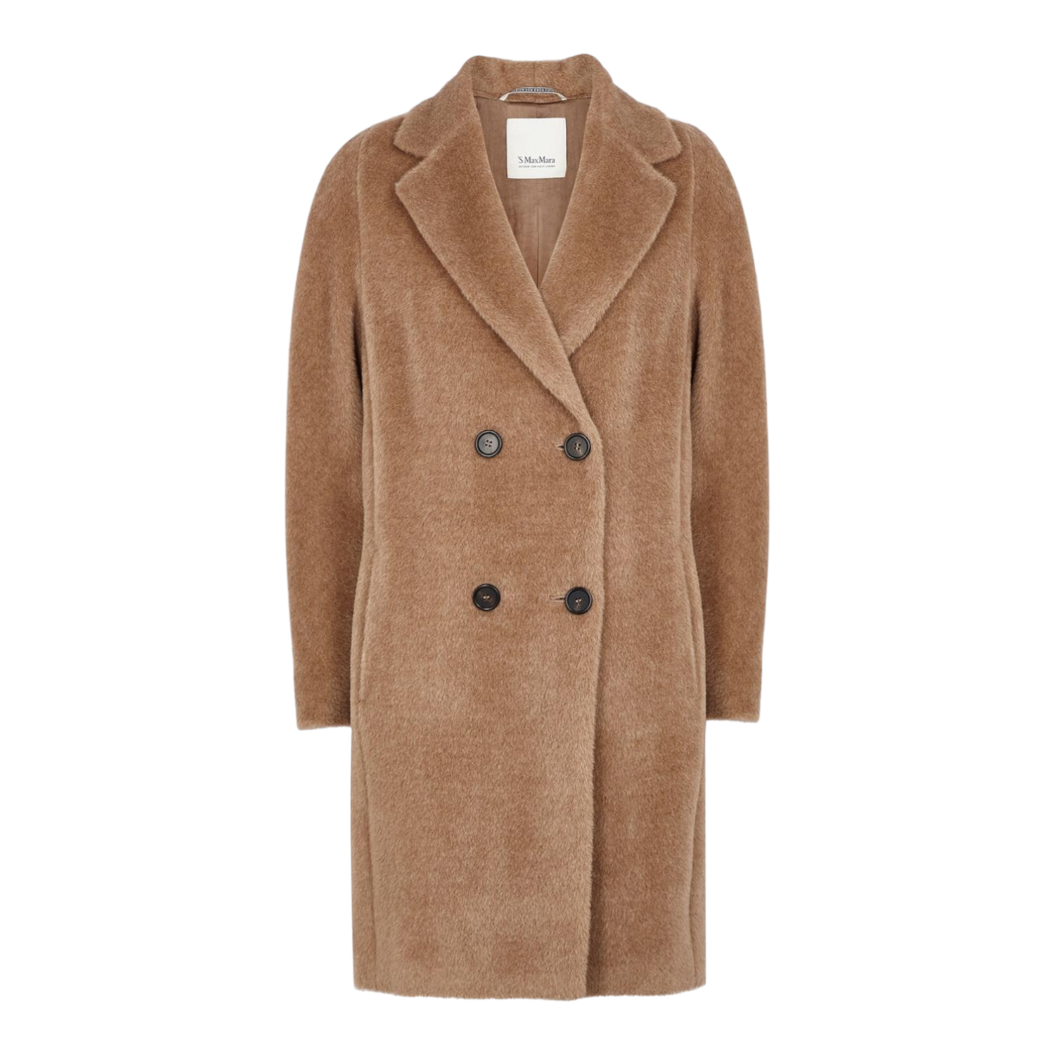 MAX MARA Damen Locri Beige Alpaka Wolle lange Mantel
