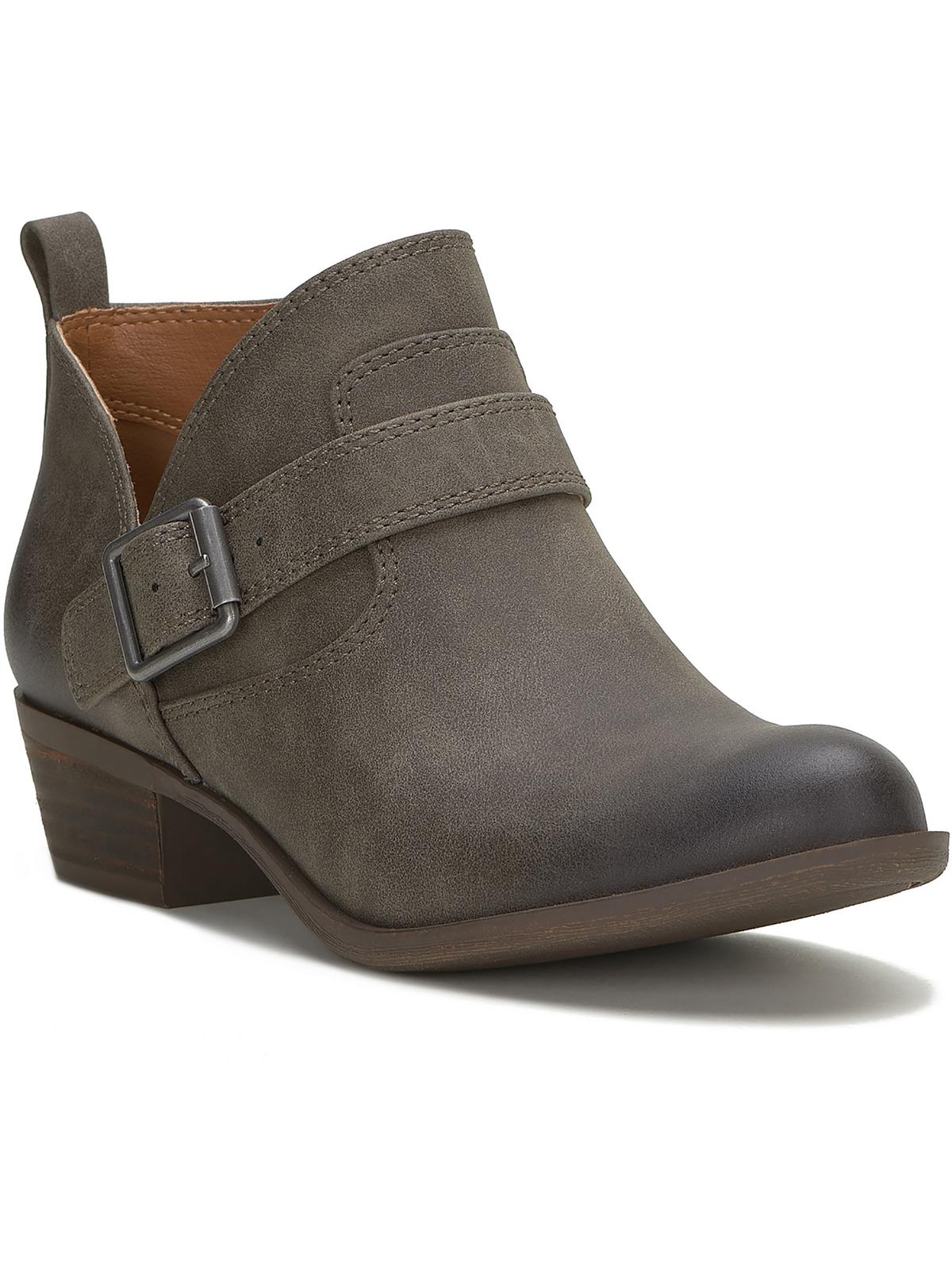 Damen Cut out Spitze Zehe Mid-Kalb Stiefel