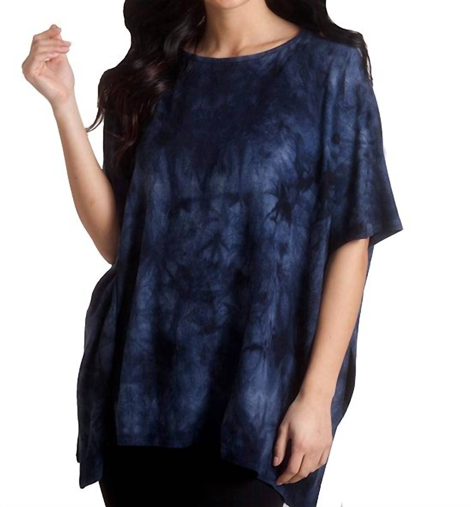 Super weich Batikmuster Poncho aus Denim