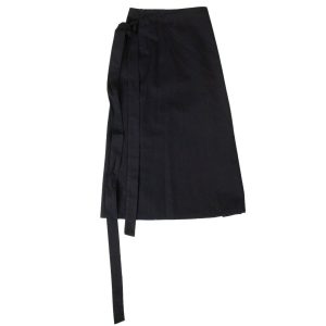 Damen Schwarz High Waisted Wrap Midi Rock
